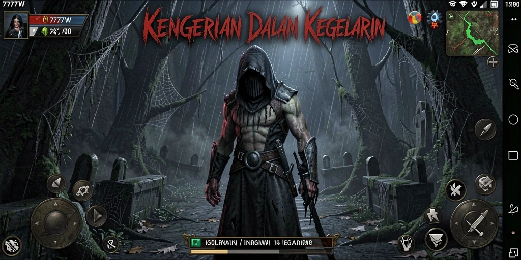 Screenshot menampilkan momen mencekam dalam permainan 7777W.