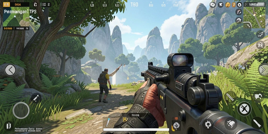 Screenshot gameplay DEWANUSA menampilkan aksi seru dalam pertempuran TPS.