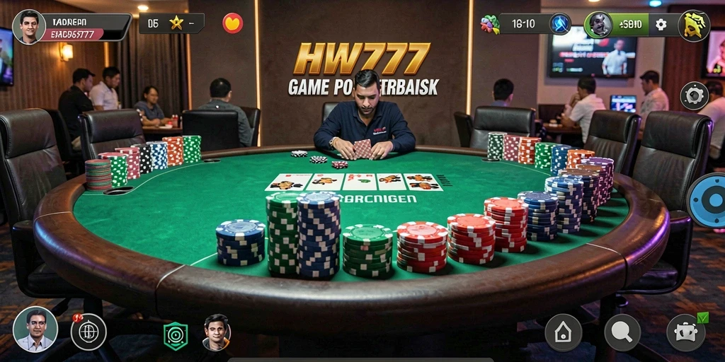Screenshot HW777 menampilkan gameplay Poker yang mengasyikkan.
