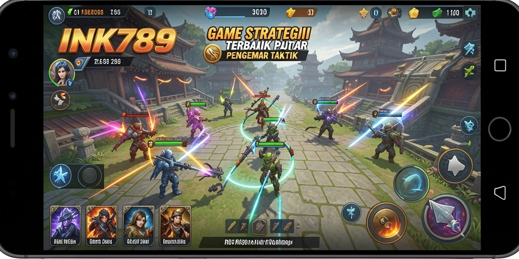Tampilan gameplay mendebarkan dalam game strategi INK789.
