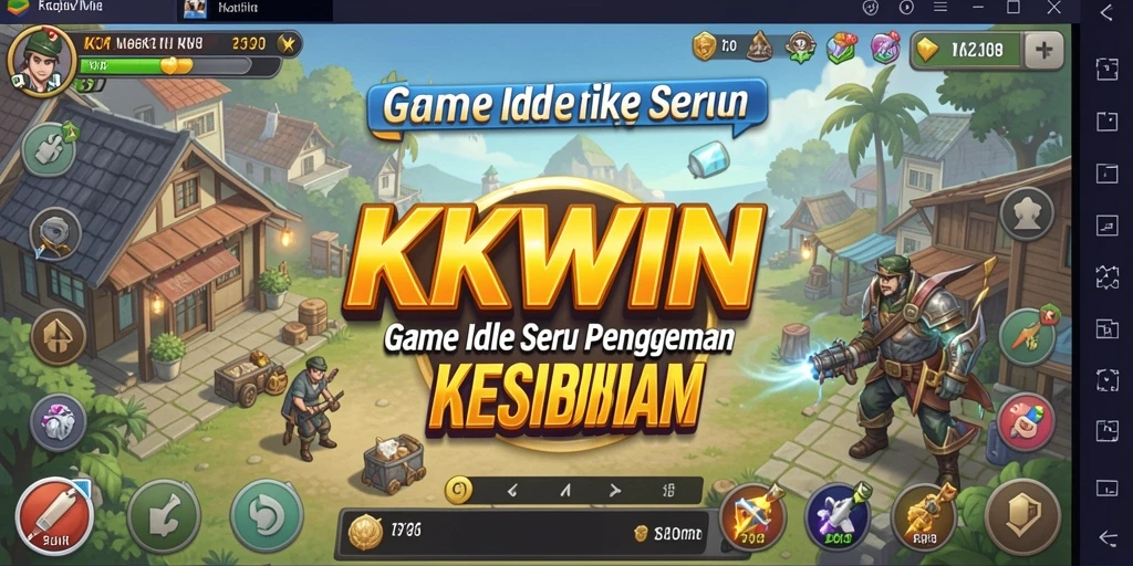 Tangkapan layar gameplay KKWIN menampilkan aksi santai dalam membangun kerajaan.