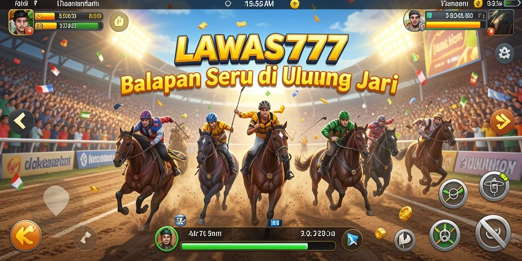 Screenshot gameplay LAWAS777 yang menampilkan mobil balap di trek.