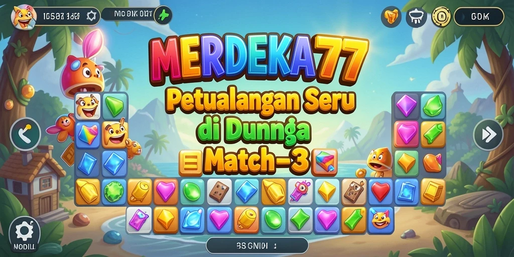Tampilan gameplay seru dari MERDEKA777 di dunia Match-3.