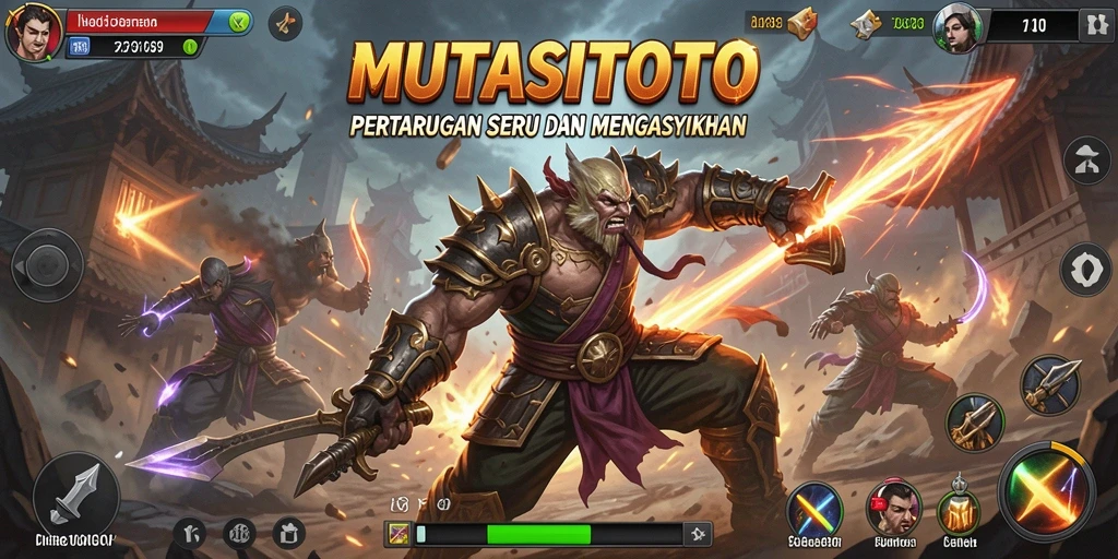 Tampilan gameplay seru dengan aksi pertarungan yang mendebarkan di MUTASITOTO.