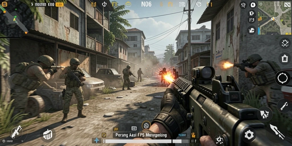 Tampilan gameplay yang penuh aksi dalam N06.