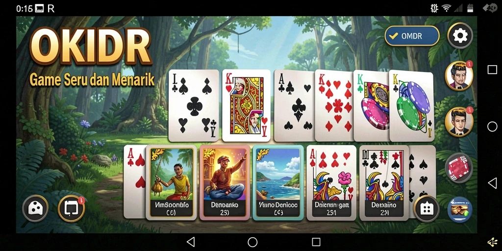 Tampilan screenshot utama OKIDR yang menunjukkan keseruan gameplay Domino.