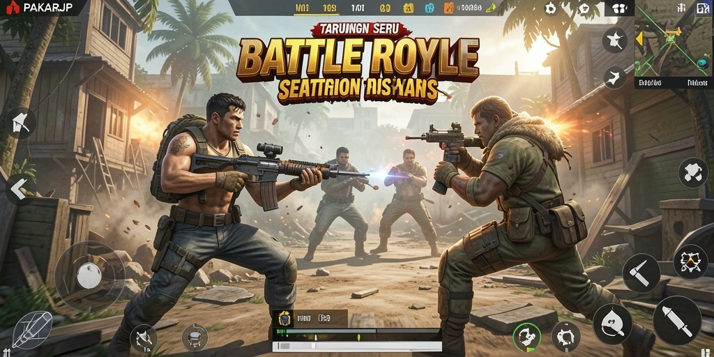 Gameplay PAKARJP yang mendebarkan dalam pertarungan Battle Royale.
