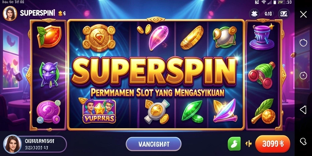 Tampilan gameplay menarik dari SUPERSPIN dengan berbagai tema slot.