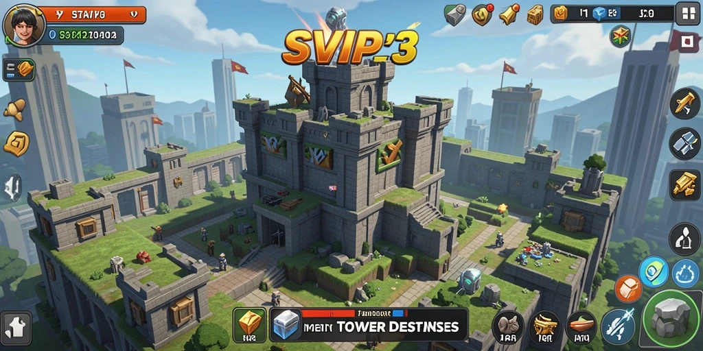 Tampilan gameplay menarik dari <strong>SVIP3</strong> dalam aksi Tower Defense.
